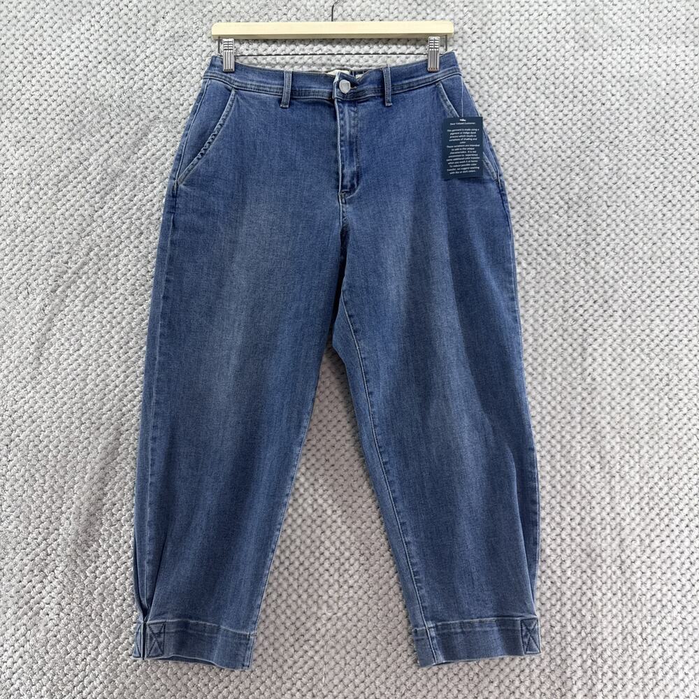 Coldwater Creek Jeans Womens 12P Blue Medium Wash Mid Rise Capri Tapered Pocket